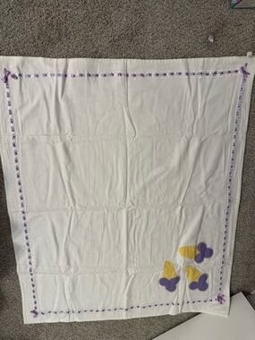 White Flannel Custom MadeBaby Blanket with Purple and Yellow ice cream Appliqués